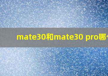 mate30和mate30 pro哪个好